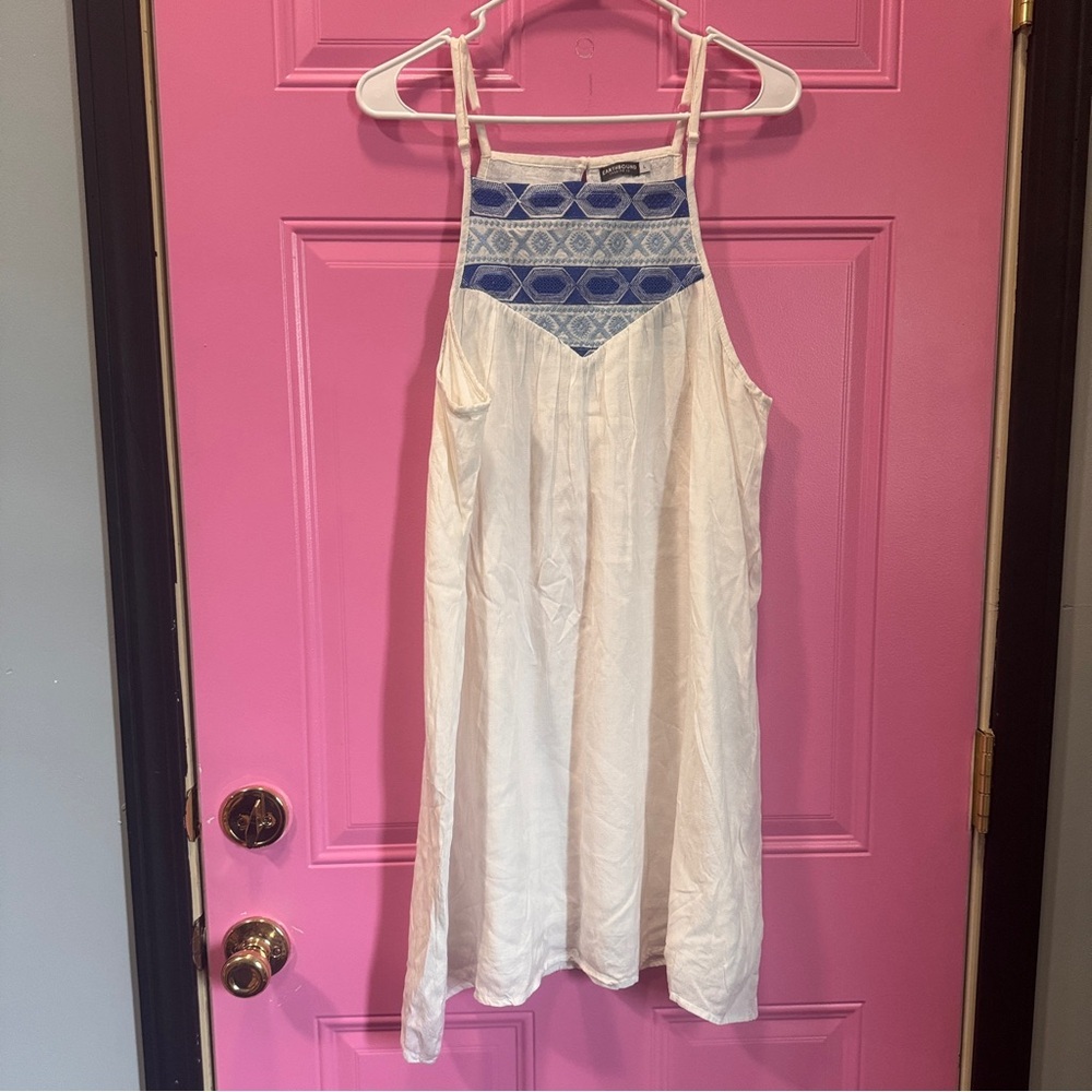 Earthbound White Boho Sleeveless Halter Mini Sundress‎